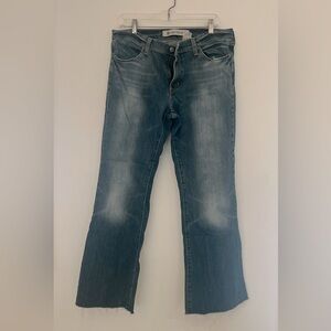 Gap Flare long lean jeans size 12 vintage y2k distressed worn straight leg 29.5"